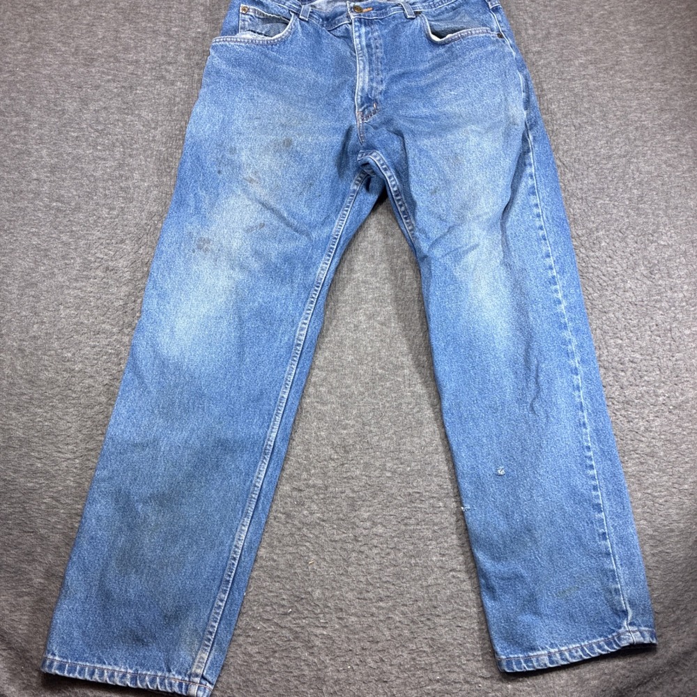 Key Denim Jeans Mens 38x34 Blue Distressed Straight Leg Workwear